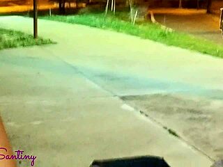 Hot Slut with Big Tits and Ass Has Outdoor Sex with Lover's Big Black Cock, Struggling with Blowjob