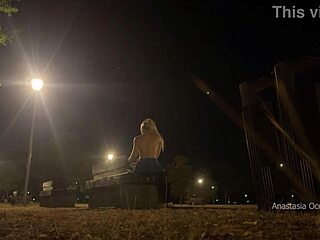 Changing Outfit and Flashing Naked in Public Park at Night
