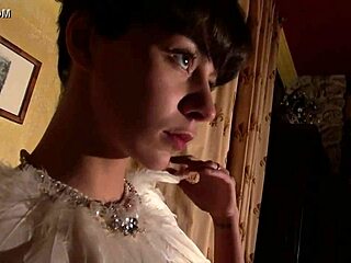 Cute French Girl Rips Clothes In Striptease!