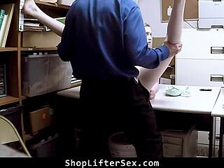 Does this teen get punished by the cop in the store?