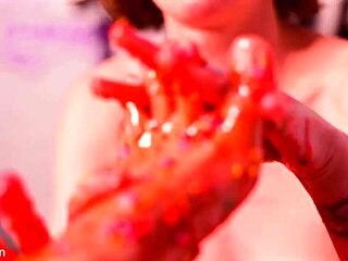 Making her feet totally messy