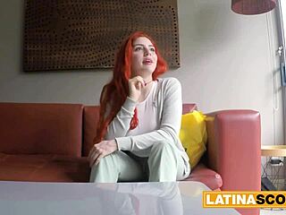 hot colombian redhead babe strips down in steamy homemade interview