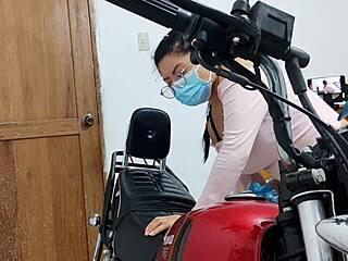 sexy milf films herself undressing in lingerie slowly