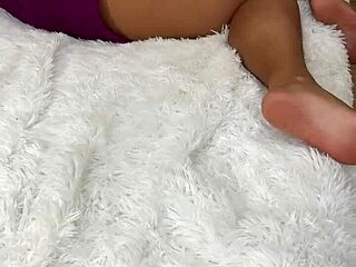 Stepmom flashes pussy wide open between her thick legs.