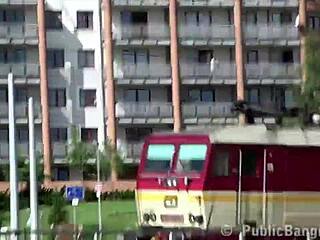 Cum Splashed on Pregnant Stella Fox Face During Public Street Gangbang Orgy