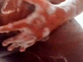 soapy tits on this ebony babe, wanna see more?