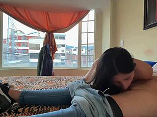 Pretty latina roommate removes condom and takes cum in vagina