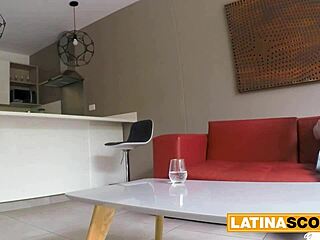 hot colombian redhead babe strips down in steamy homemade interview