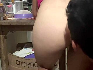 while i make food, he eats my ass in the kitchen?