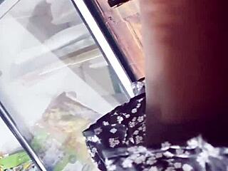 Upskirt in the shop, a very common thing to do