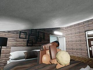 the plump bbw woman surrenders her big ass to the massive black cock in a roblox-inspired encounter