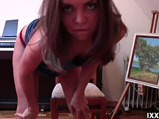 beautiful teen brunette masturbates to orgasm