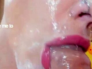 White girl passionately engaged in deep throat with a guy