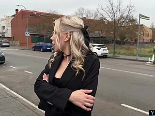 Blonde girl fucks me wildly in public street!