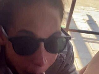 Lightskin ebony step-sister sucks cock by window, gets facial while boyfriend searches