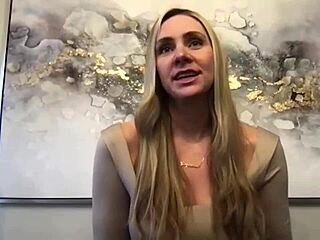 introducing jj, a blonde tall milf model with big tits and ass in casting interview backstage