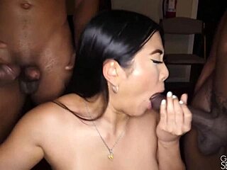 Here we go, Emerald. Open your mouth wide for gangbang blowjob.