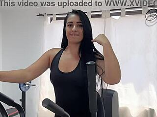 At the gym alone, I sneak in a quick masturbation session. So risky!