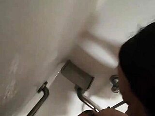 Hot wife’s public shower blowjob caught backstage. So risky!