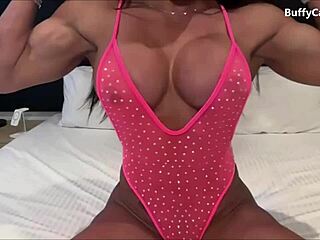 Exotic Female Bodybuilder Flexing Big Muscles in Stunning Display