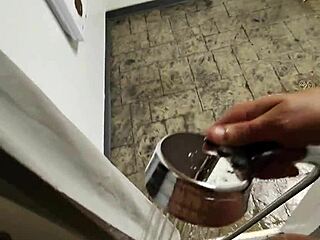 Hot wife’s public shower blowjob caught backstage. So risky!