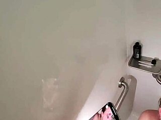 Hot wife’s public shower blowjob caught backstage. So risky!