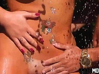 brunette peruvian beauty angel lima enjoys outdoor fun with actor jack kallahari