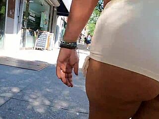 Walking in public wearing mini shorts and exciting guys