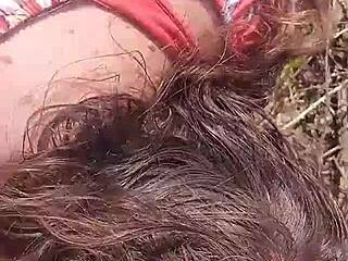 chubby pretty amateur gives blowjob and doggy style in the bush with husband roleplay