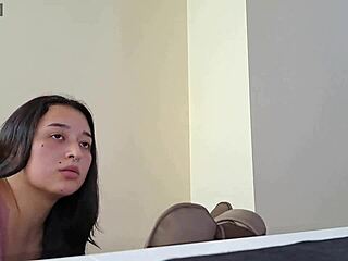 The girl is fucking with a colleague during the video call