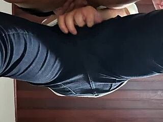 she cheats on her husband with a stranger at the bar, letting him fuck her ass and cum inside