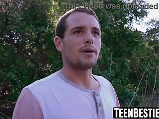 Three New Teen 18+S Explore Friend's Big Cock in Forest Camping Group