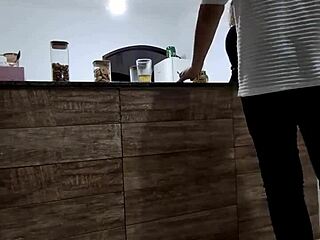 she cheats on her husband with a stranger at the bar, letting him fuck her ass and cum inside