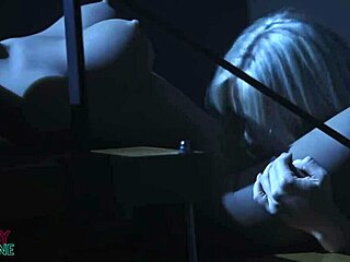 Finnish wife haunted by muscular Brazilian spirit in paranormal sextivity, spying on blonde bodybuilder for cum.