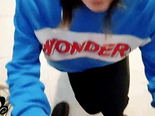 Teen with big tits gets cum on tongue!