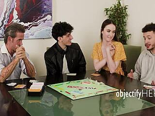 Friends use teen in front of her step dad for free use