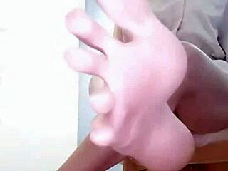 Chinese femdom mistress Moyao cosplays teacher showing off her feet