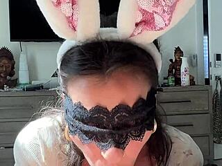 this cute bunny girl sucks my cock so well, she wants to get banged