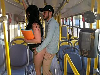 Who’s banging this student inside a public bus?