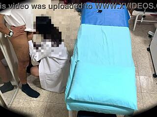 Hidden Cam Captures Cute Mexican Babe in Hospital Consultorio. Sexy Blowjob Caught on Security!