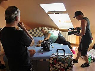 Big dick blowjob threesome in school uniforms backstage!