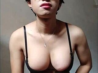 big tit asian shemale teasing her cock to cumshot