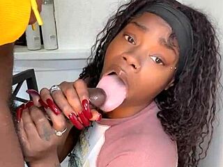 11 Inch Cock Stepbrother Gets Blowjob From Evil Eater Keisha Minaj Cumshot!