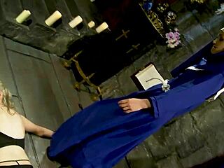 possessed blonde passionately licks perverted nun's tight pussy