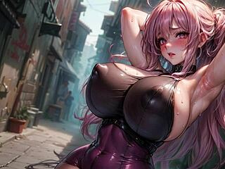 An AI model created a girl with big tits in art