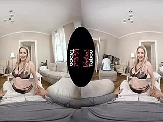 Blonde milf rides in pov, gives blowjob and handjob in hardcore taboo scene