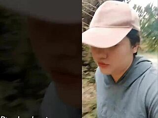 outdoor blowjob with big clit squirting!