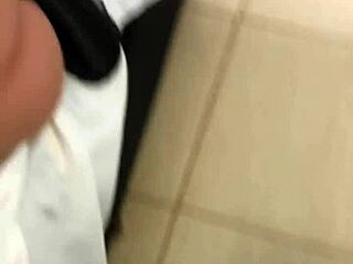 The tasty student makes a deep and delicious blowjob using a sex toy