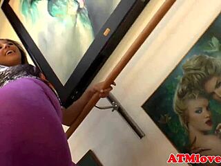 A hot beauty with big ass plays with a dildo in an enticing solo scene