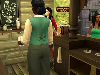 Threesome With Monster Cock In Public Bar